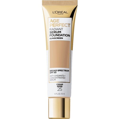 L'Oreal Paris Age Perfect Makeup Radiant Serum Foundation with SPF 50 - 25 Cream Beige