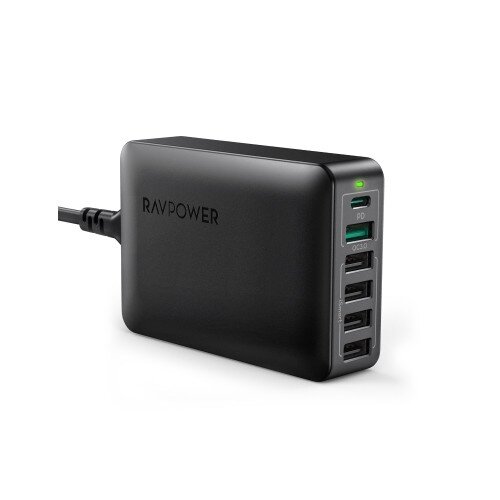 RAVPower 60W 6-Port Desktop USB Charging Station with 30W Power Delivery
