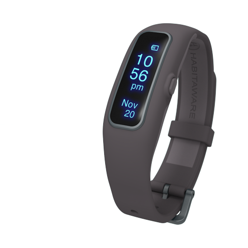 HabitAware Keen2 Awareness Bracelet Plus Behavior Change Bundle - Charcoal - Large