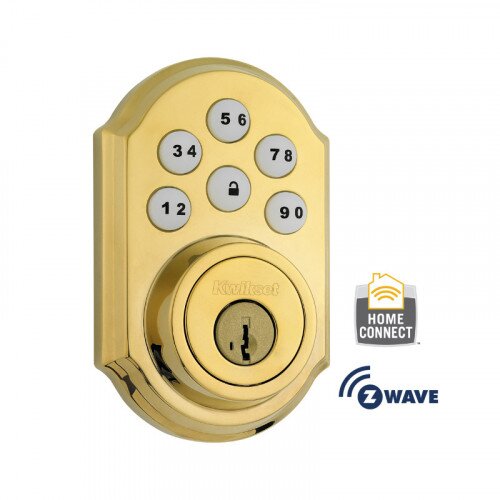 Kwikset Traditional SmartCode Deadbolt with Z-Wave Technology - Lifetime Polished Brass
