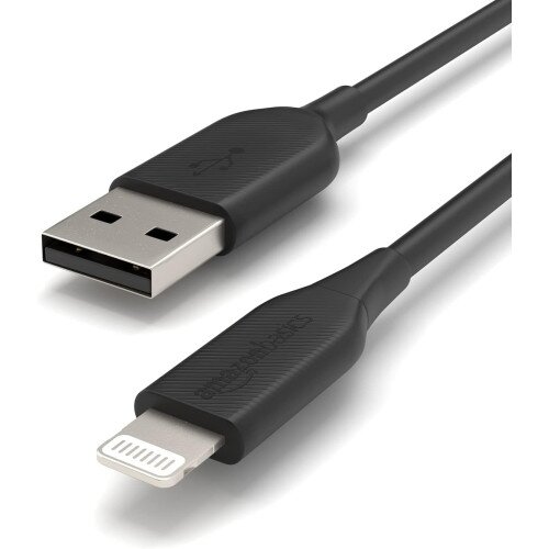 Amazon Basics USB-A to Lightning ABS Charger Cable - 3ft - 2-Pack - Black