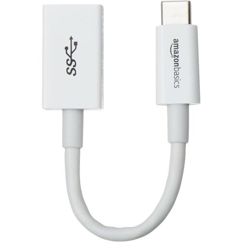 Amazon Basics USB-C to USB-A 3.1 Gen1 Female Adapter Cable Converter - White