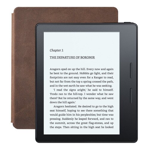 Amazon Kindle Oasis E-Reader with Leather Charging Cover 6" High-Resolution Display (300 ppi) Wi-Fi - Walnut