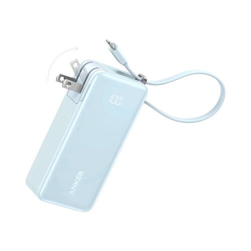 Anker 3-in-1 Power Bank (10K, Fusion, Built-In Lightning Cable) - Ice Lake Blue
