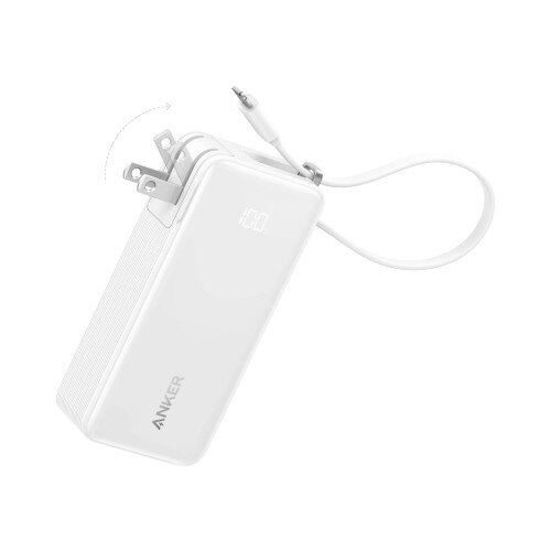 Anker 3-in-1 Power Bank (10K, Fusion, Built-In Lightning Cable) - Classic White