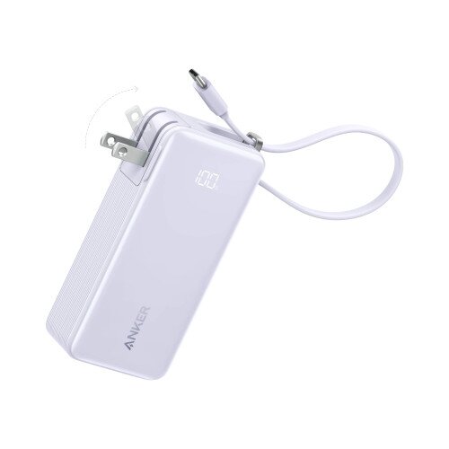 Anker 3-in-1 Power Bank (10K, Fusion, Built-In USB-C Cable) - Lilac Purple