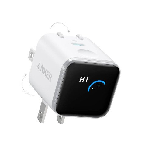 Anker Nano Charger (45W, Smart Display, 180° Foldable) - Aurora White