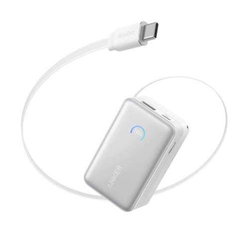 Anker Nano Power Bank (10K, 45W, Built-In Retractable USB-C Cable) - Aurora White