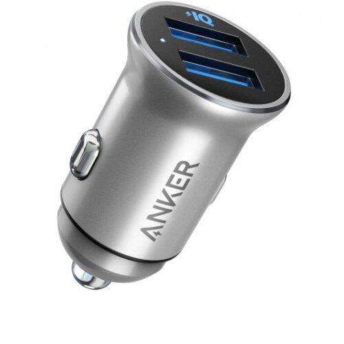 Anker PowerDrive 2 Alloy Metal Mini Car Charger - Silver
