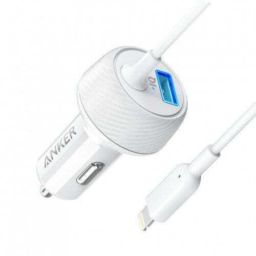 Anker PowerDrive Elite 2 Ports Car Charger with Lightning Connector - White