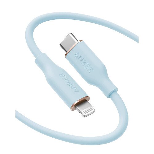 Anker 641 PowerLine III Flow Silicone Cable - USB-C to Lightning - 6ft - Misty Blue