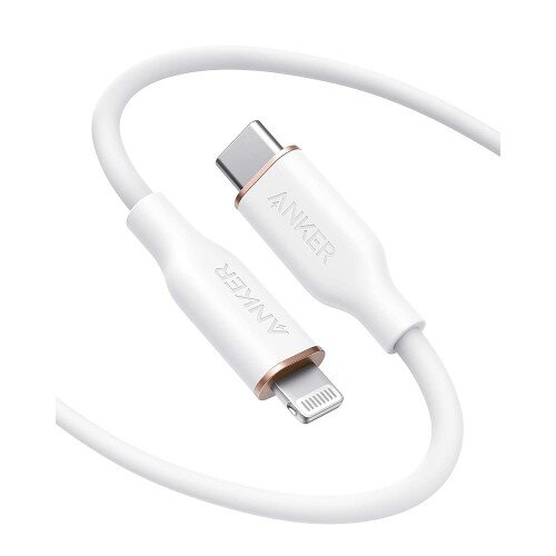 Anker 641 PowerLine III Flow Silicone Cable - USB-C to Lightning - 3ft - Cloud White