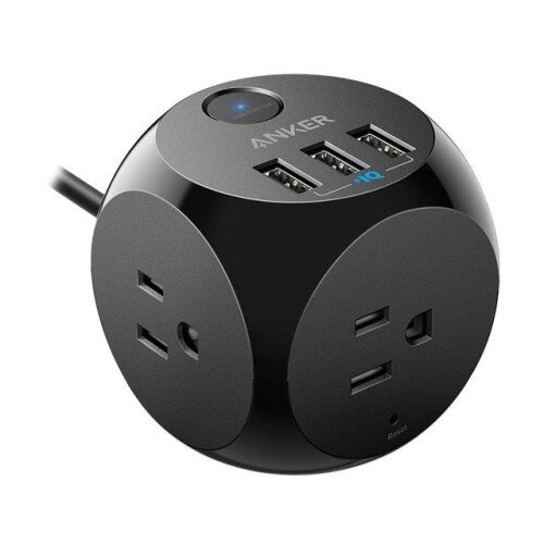 Anker 321 Power Strip with 3 USB Ports - Black - 10FT