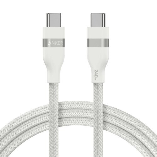 Anker USB-C to USB-C Cable (240W Upcycled-Braided) - 6ft - Shell White
