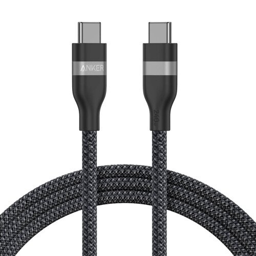 Anker USB-C to USB-C Cable (240W Upcycled-Braided) - 6ft - Black Stone