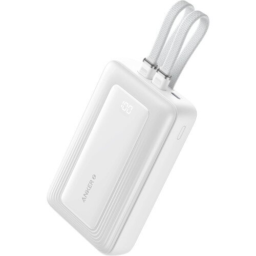 Anker Zolo Power Bank (20K Built-In USB-C and Lightning Cable) - White