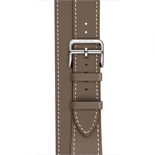 Apple Watch Hermes Leather Double Tour Band - Etoupe Swift - Large