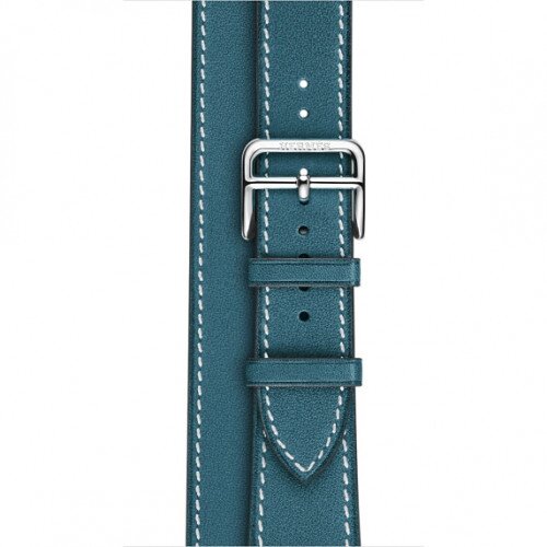 Apple Watch Hermes Leather Double Tour Band - Bleu Jean Swift - Regular