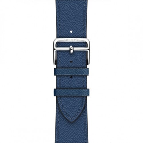 Apple Watch Hermes Leather Single Tour Band - 42mm - Bleu Agate Epsom