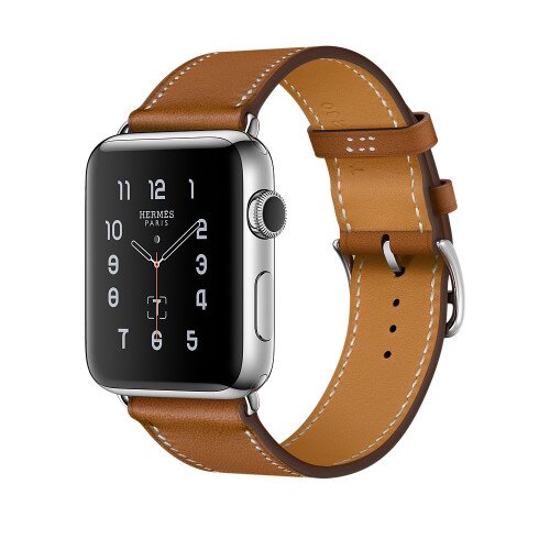 Apple Watch Hermes Series 2 Stainless Steel Case - 42mm - Fauve Barenia Leather Single Tour