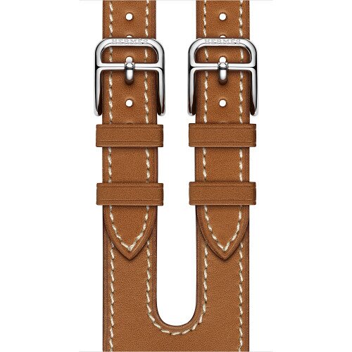 Apple Watch Hermes Leather Double Buckle Cuff - Fauve Barenia