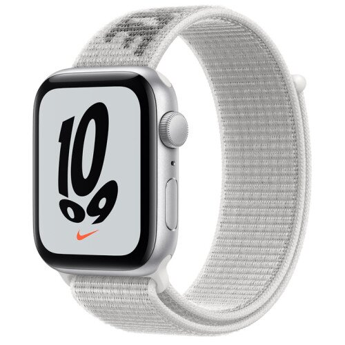 Apple Watch Nike SE Silver Aluminum Case with Nike Sport Loop - Summit White - 44mm