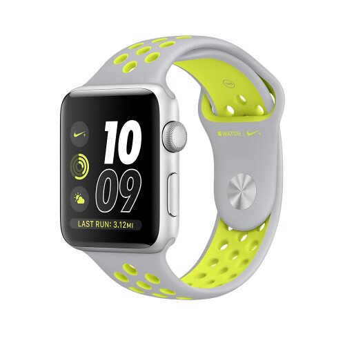 Apple Watch Nike+ Series 2 - 42mm - Silver Aluminum Case - with Flat Silver/Volt Nike Sport Band