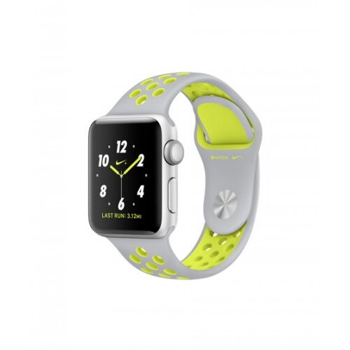 Apple Watch Nike+ Series 2 - 38mm - Silver Aluminum Case - with Flat Silver/Volt Nike Sport Band