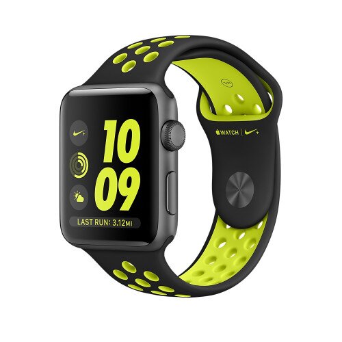 Apple Watch Nike+ Series 2 - 42mm - Space Gray Aluminum Case - with Black/Volt Nike Sport Band