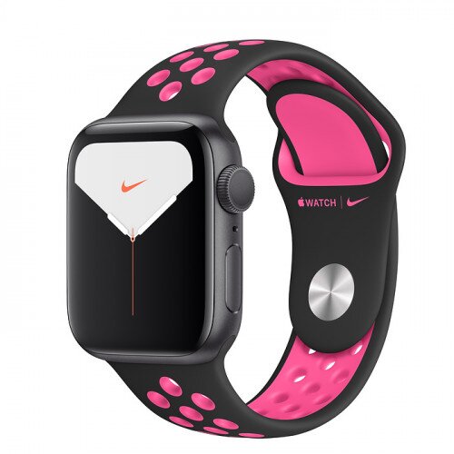 Apple Watch Nike Series 5 with Black/Pink Blast Sport Band - Space Gray Aluminum Case - 44mm