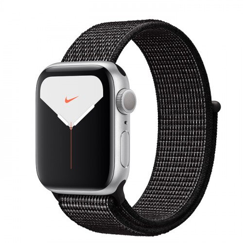 Apple Watch Nike Series 5 with Black Sport Loop Band - Silver Aluminum Case - 44mm