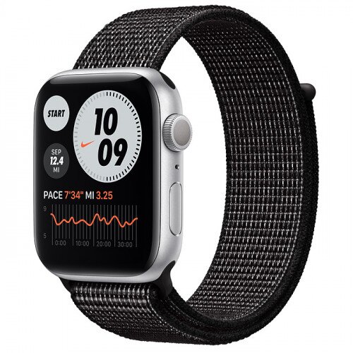 Apple Watch Nike Series 6 Silver Aluminum Case with Nike Sport Loop - 44mm - Black
