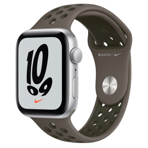 Apple Watch Nike SE Silver Aluminum Case with Nike Sport Band - Olive Gray/Cargo Khaki - 44mm