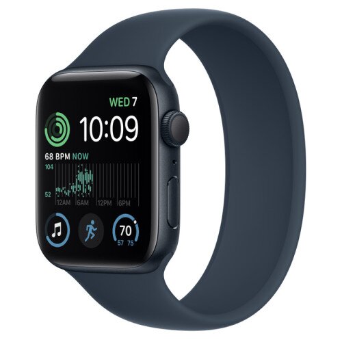 Apple Watch SE (2nd Gen) Midnight Aluminum Case with Solo Loop - Storm Blue - 44mm - Size-11