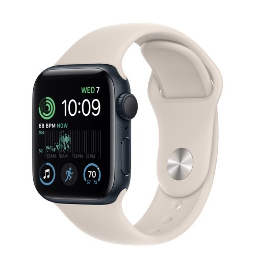 Apple Watch SE (2nd Gen) Midnight Aluminum Case with Sport Band - Starlight - 40mm - M/L