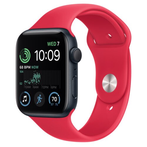 Apple Watch SE (2nd Gen) Midnight Aluminum Case with Sport Band - Red - 44mm - S/M