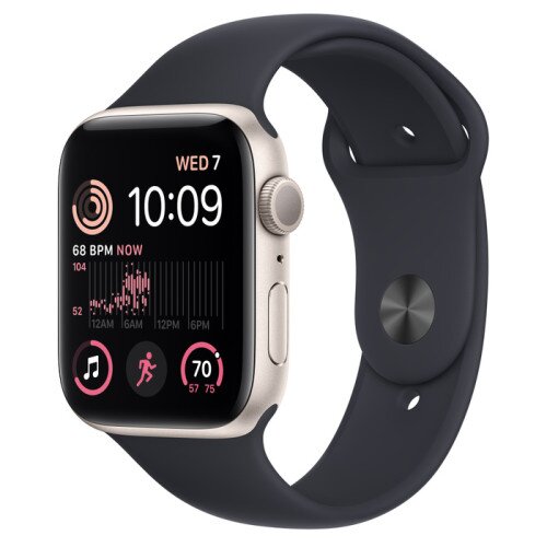 Apple Watch SE (2nd Gen) Starlight Aluminum Case with Sport Band - Midnight - 44mm - M/L