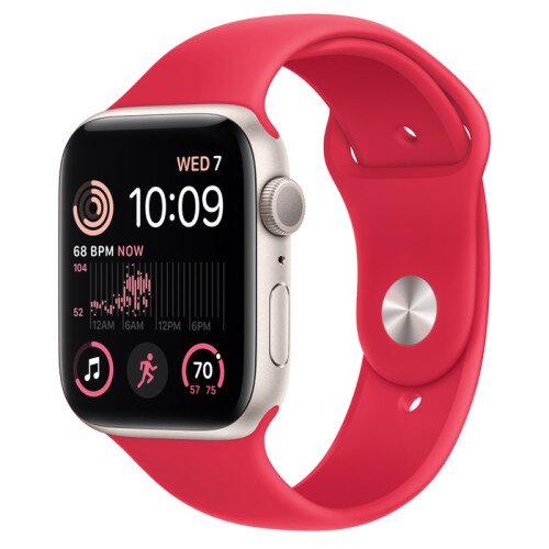 Apple Watch SE (2nd Gen) Starlight Aluminum Case with Sport Band - Red - 44mm - M/L