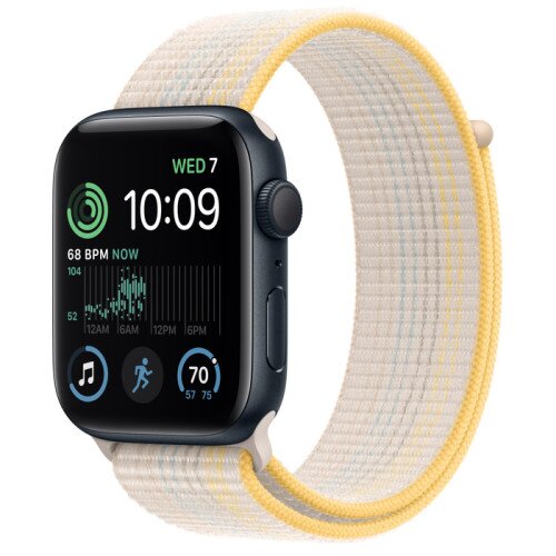 Apple Watch SE (2nd Gen) Midnight Aluminum Case with Sport Loop - Starlight - 44mm - Size-1