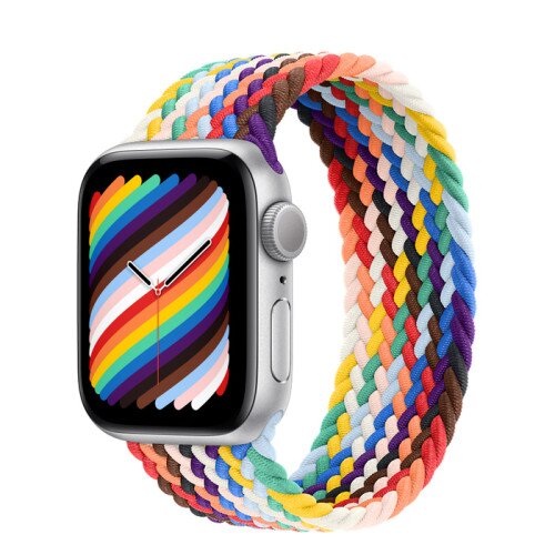 Apple Watch SE (2nd Gen) Silver Aluminum Case with Braided Solo Loop - Pride Edition - 40mm - Size-2
