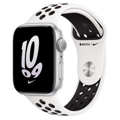 Apple Watch SE (2nd Gen) Silver Aluminum Case with Nike Sport Band - Summit White/Black - 44mm - M/L