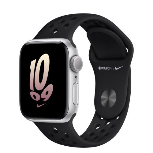 Apple Watch SE (2nd Gen) Silver Aluminum Case with Nike Sport Band - Black - 40mm - M/L