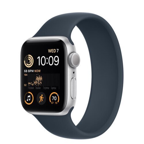 Apple Watch SE (2nd Gen) Silver Aluminum Case with Solo Loop - Storm Blue - 40mm - Size-6