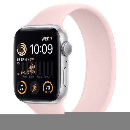 Apple Watch SE (2nd Gen) Silver Aluminum Case with Solo Loop - Chalk Pink - 44mm - Size-6