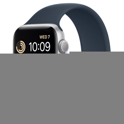 Apple Watch SE (2nd Gen) Silver Aluminum Case with Solo Loop - Storm Blue - 44mm - Size-9