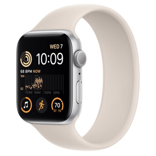 Apple Watch SE (2nd Gen) Silver Aluminum Case with Solo Loop - Starlight - 44mm - Size-3