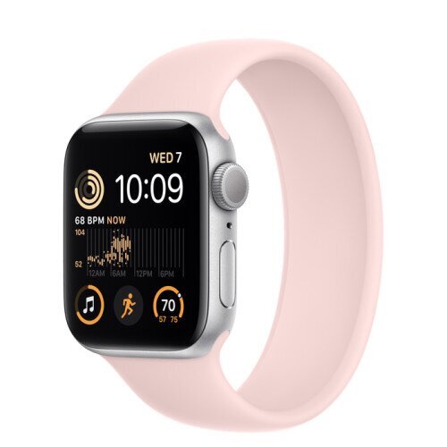 Apple Watch SE (2nd Gen) Silver Aluminum Case with Solo Loop - Chalk Pink - 40mm - Size-8