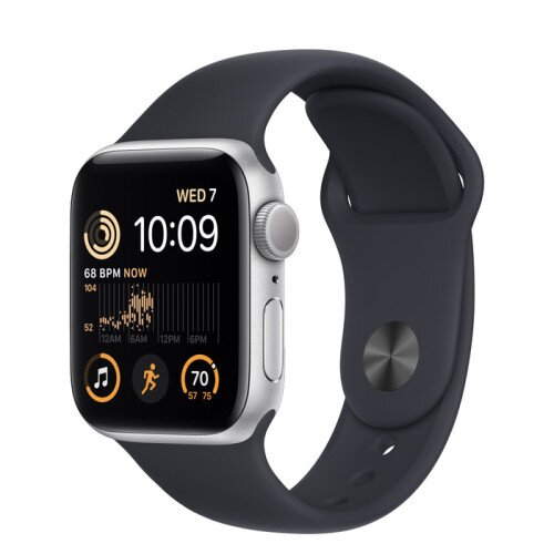 Apple Watch SE (2nd Gen) Silver Aluminum Case with Sport Band - Midnight - 40mm - M/L