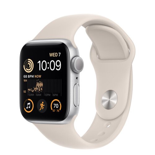 Apple Watch SE (2nd Gen) Silver Aluminum Case with Sport Band - Starlight - 40mm - M/L