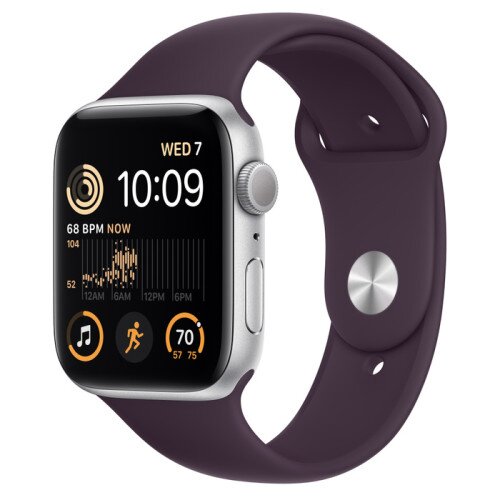 Apple Watch SE (2nd Gen) Silver Aluminum Case with Sport Band - Elderberry - 44mm - M/L